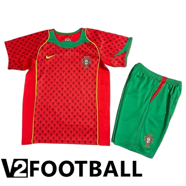 Portugal Retro Kids Home Soccer Shirt 2004
