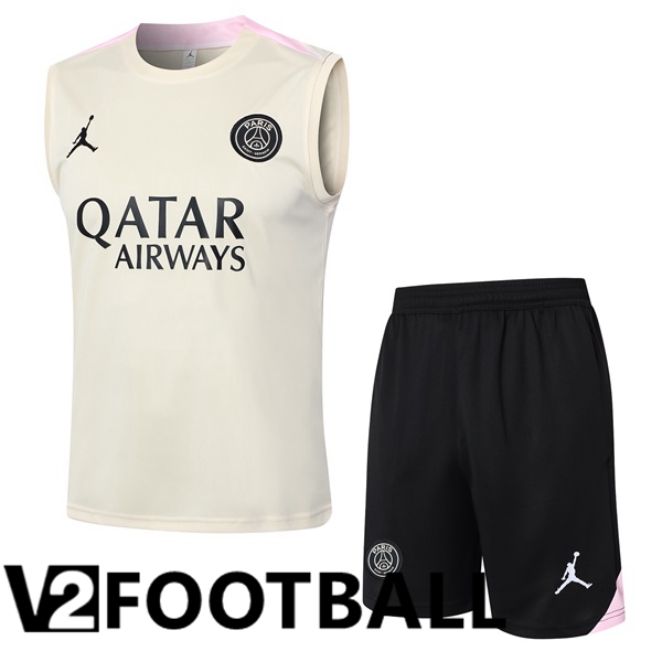 Paris PSG Soccer Vest + Shorts Yellow 2024/2025