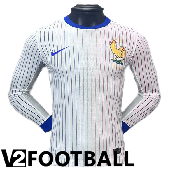 France Away Soccer Shirt Long Sleeve White UEFA Euro 2024