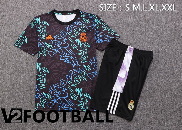 Real Madrid Training T Shirt + Shorts Black 2022/2023