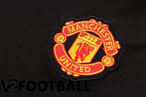 Manchester United Training T Shirt + Shorts Black 2022/2023