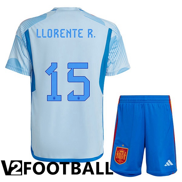 Spain (LLORENTE R. 15) Kids Away Shirts Blue White World Cup 2022