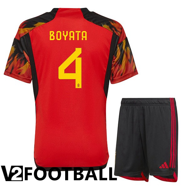Belgium (BOYATA 4) Kids Home Shirts Red World Cup 2022