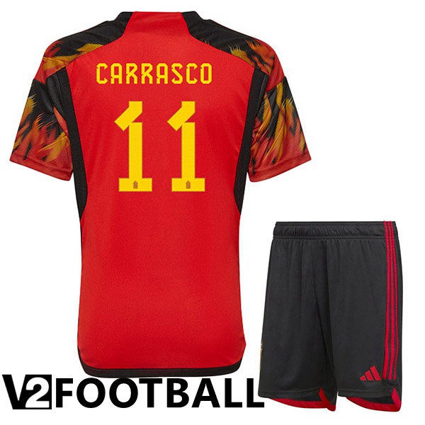 Belgium (CARRASCO 11) Kids Home Shirts Red World Cup 2022