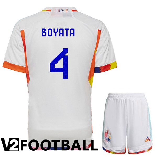 Belgium (BOYATA 4) Kids Away Shirts White World Cup 2022