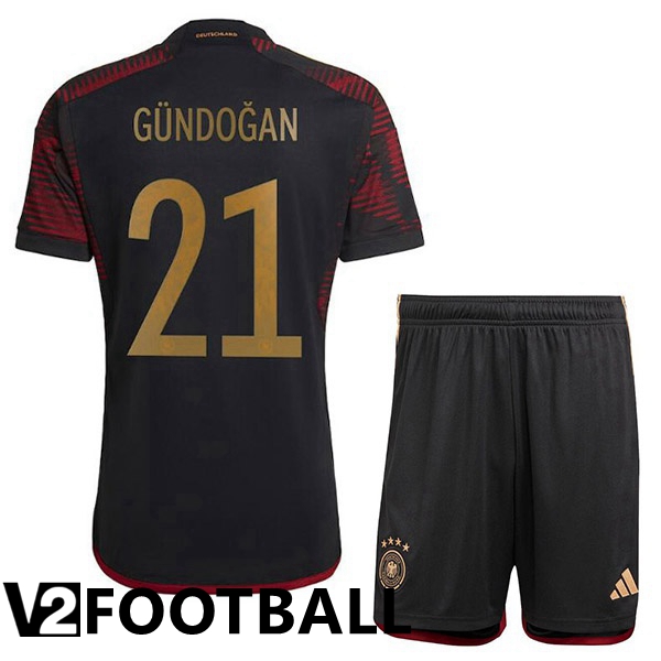 Germany (G脺NDOGAN 21) Kids Away Shirts Black World Cup 2022