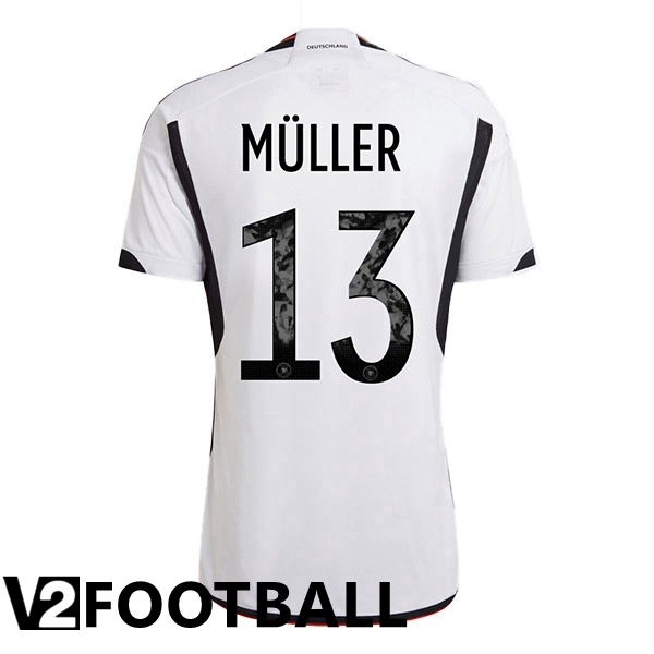 Germany (M脺LLER 13) Home Shirts Black White 2023/2023