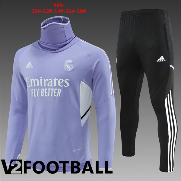 Real Madrid High collar Kids Training Tracksuit Purple 2022/2023