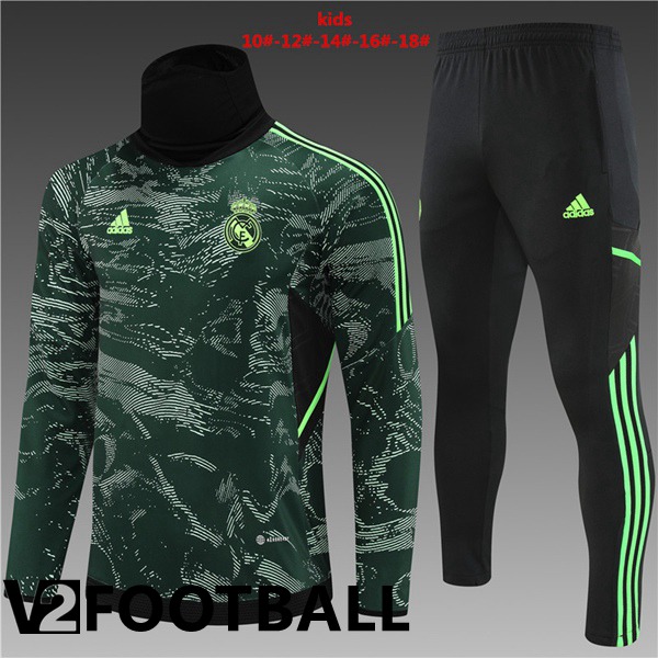 Real Madrid High collar Kids Training Jacket Suit Green 2022/2023