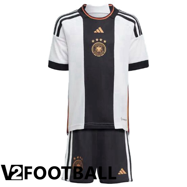 Germany Kids Home Shirts Black White World Cup 2022