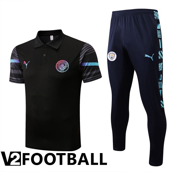 Manchester City Polo Shirts + Pants Black 2022/2023