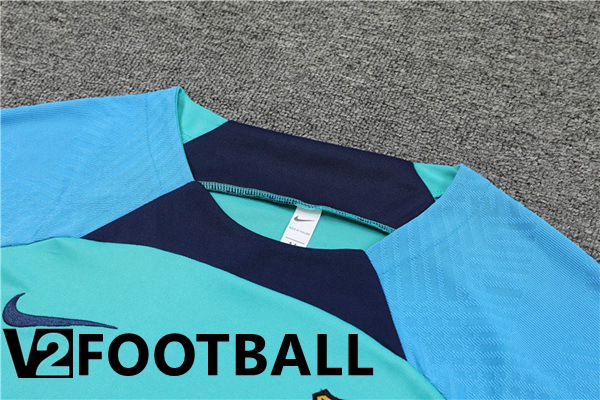 FC Barcelona Training T Shirt + Shorts Cyan 2022/2023