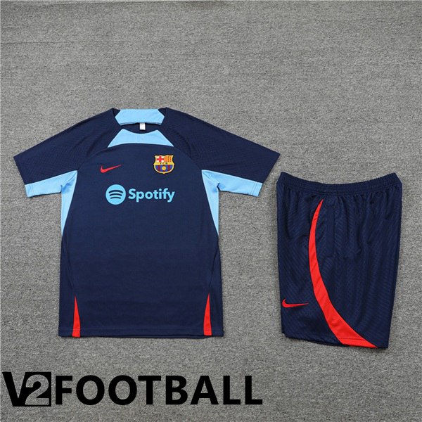 FC Barcelona Training T Shirt + Shorts Blue 2022/2023
