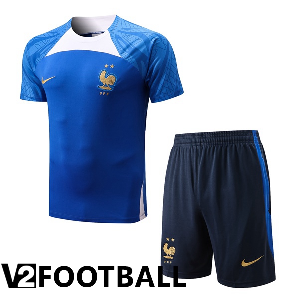France Training T Shirt + Shorts Blue 2022/2023