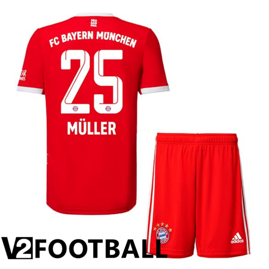 Bayern Munich (MÜLLER 25) Kids Home Shirts 2022/2023