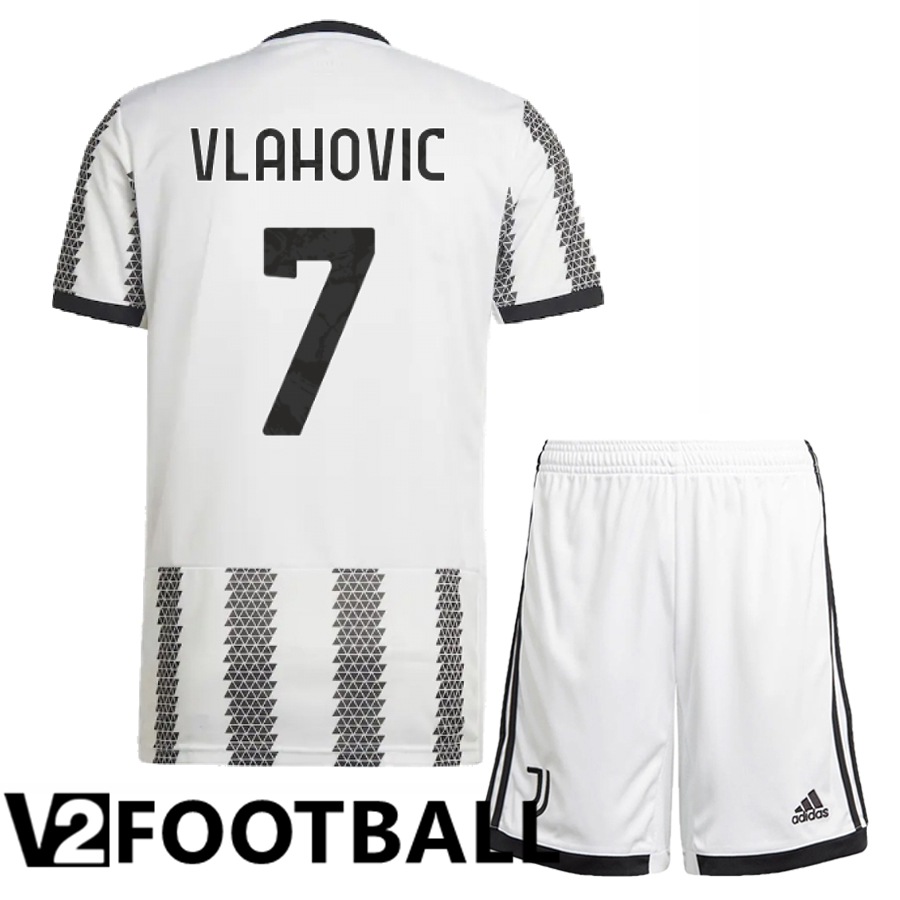 Juventus (Vlahovic 7) Kids Home Shirts 2022/2023