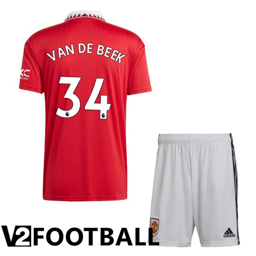 Manchester United (VAN DE BEEK 34) Kids Home Shirts 2022/2023