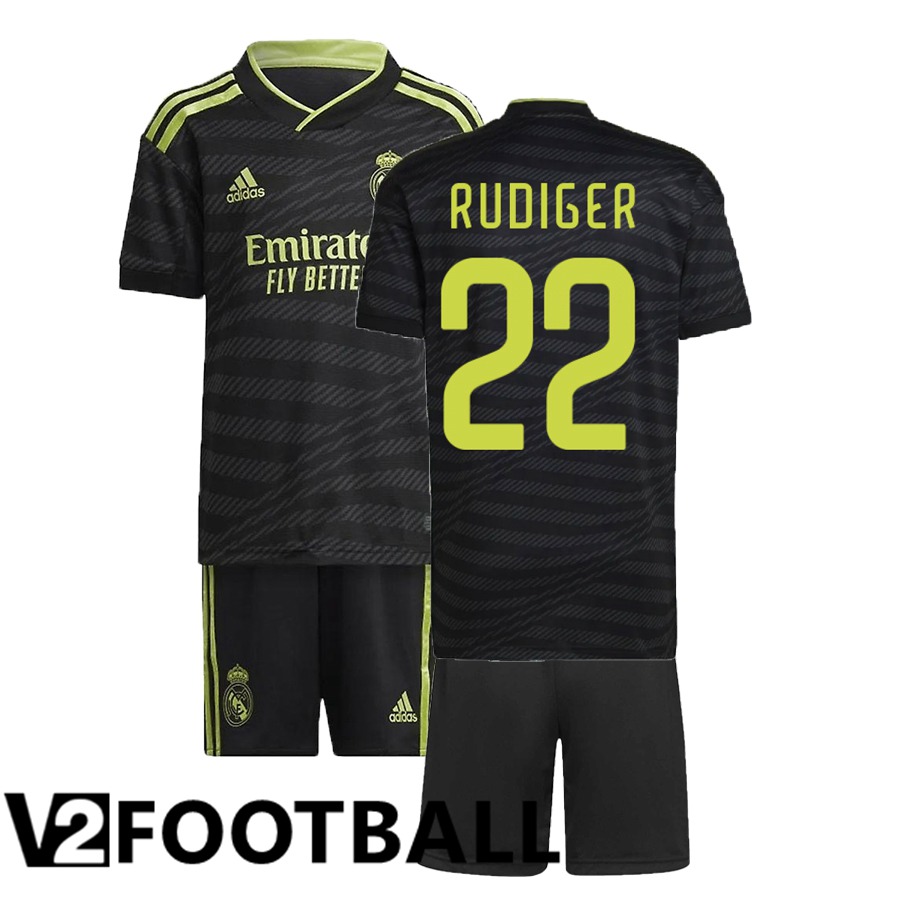 Real Madrid (Rudiger 22) Kids Third Shirts 2022/2023