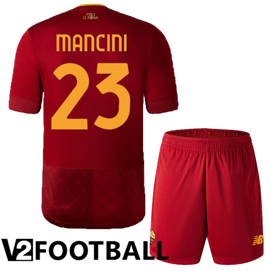 AS Roma (Mancini 23) Kids Home Shirts 2022/2023