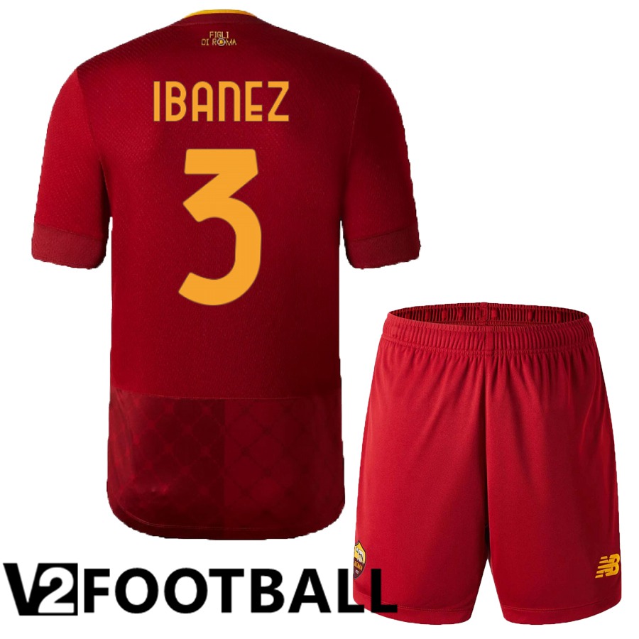AS Roma (Ibanez 3) Kids Home Shirts 2022/2023
