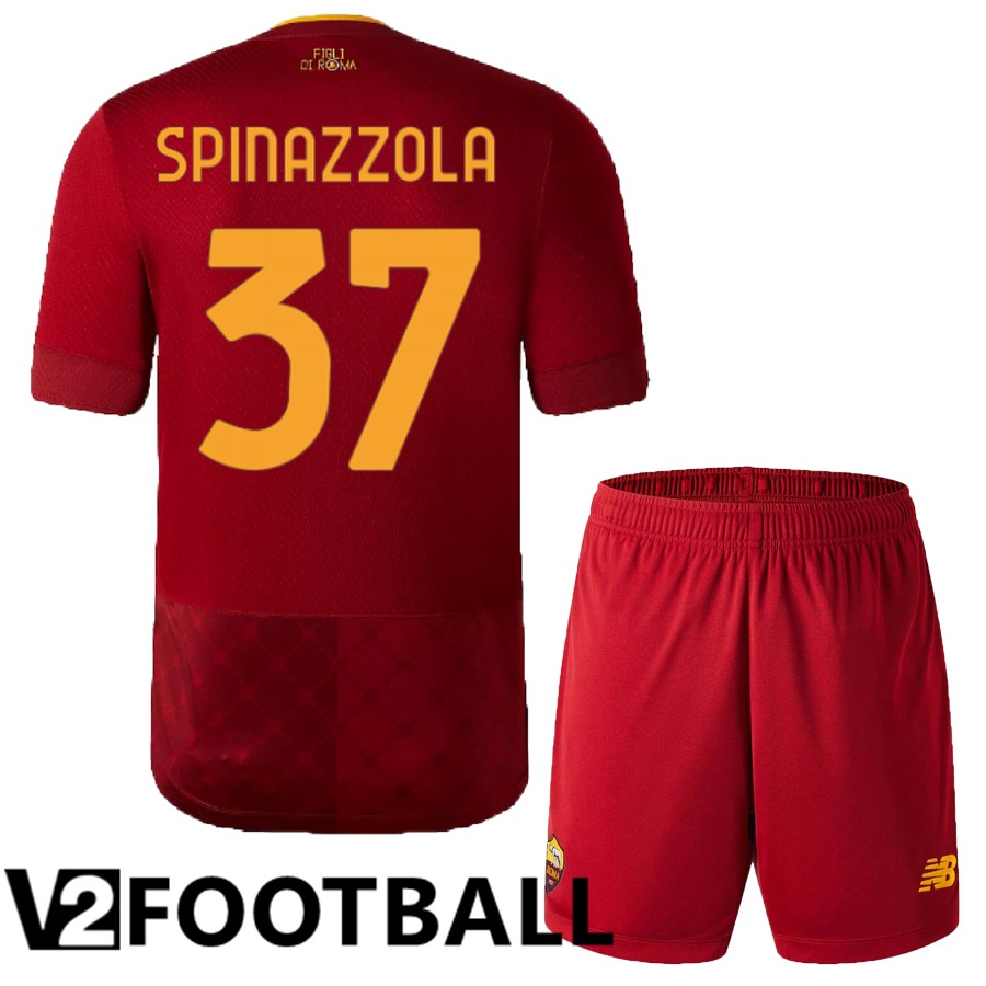 AS Roma (Spinazzola 37) Kids Home Shirts 2022/2023