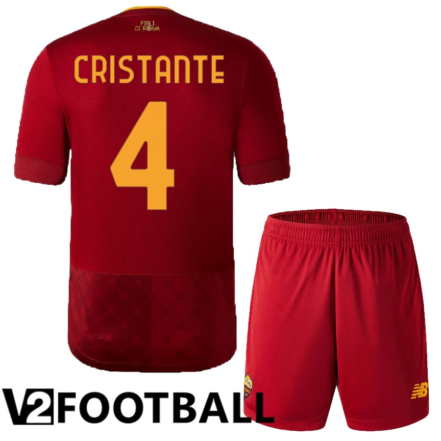 AS Roma (Cristante 4) Kids Home Shirts 2022/2023