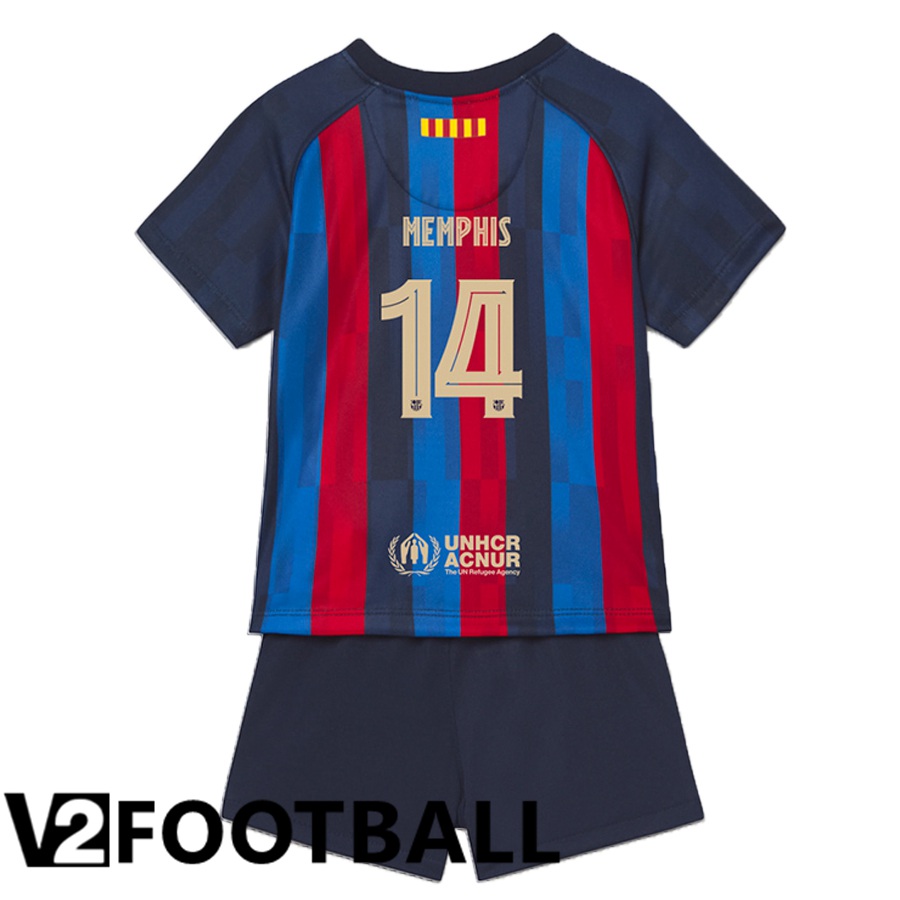 FC Barcelona (Memphis 14) Kids Home Shirts 2022/2023