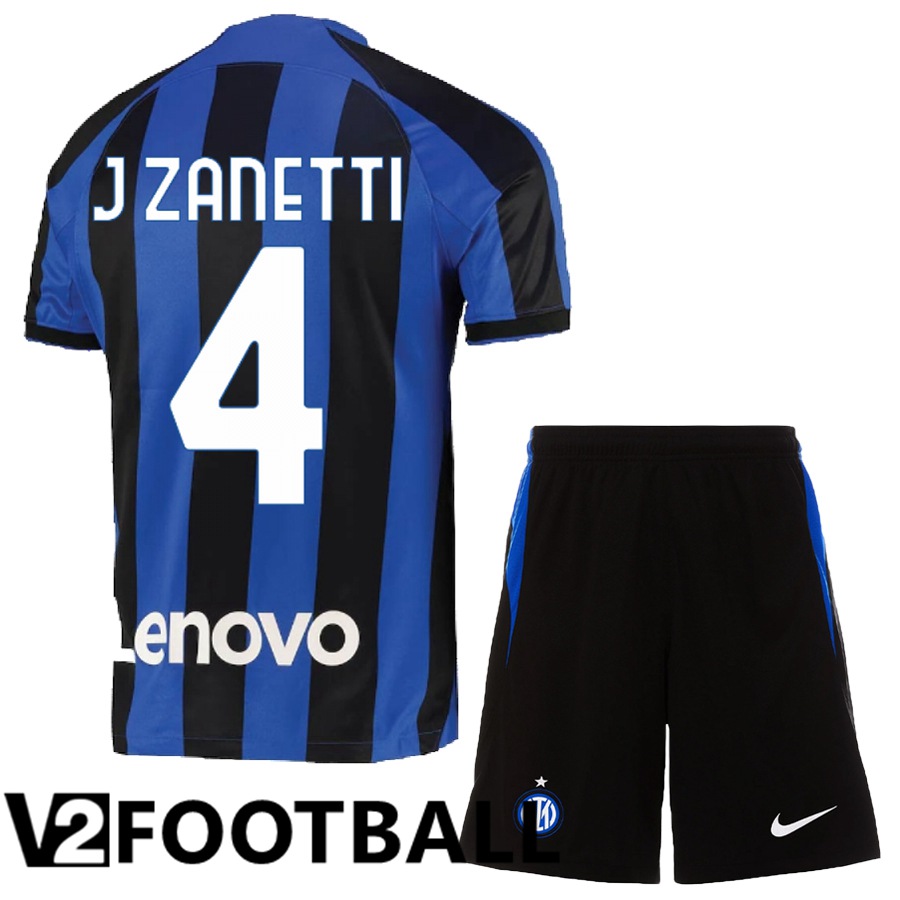 Inter Milan (J Zanetti 4) Kids Home Shirts 2022/2023
