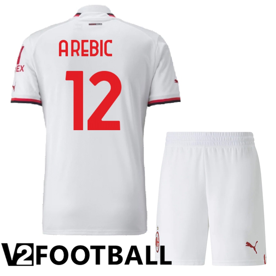 AC Milan (A.Rebic 12) Kids Away Shirts 2022/2023