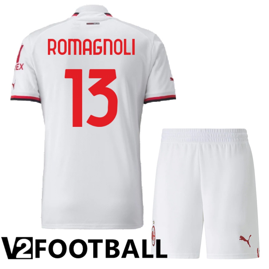 AC Milan (Romagnoli 13) Kids Away Shirts 2022/2023