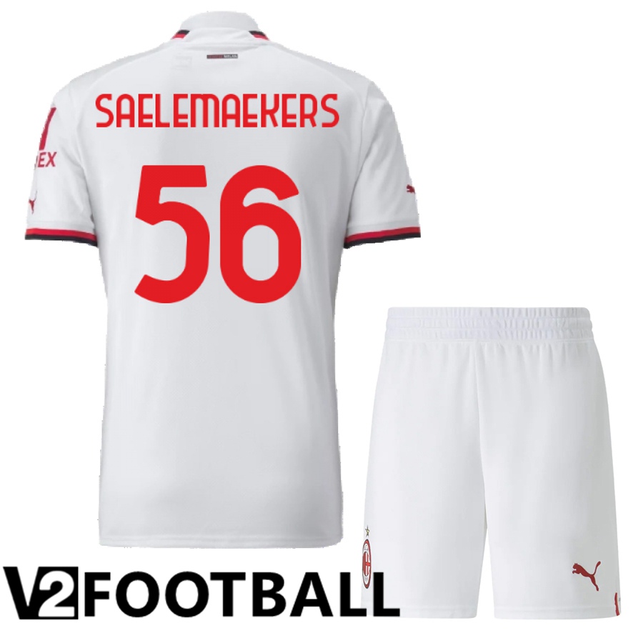 AC Milan (Saelemaekers 56) Kids Away Shirts 2022/2023