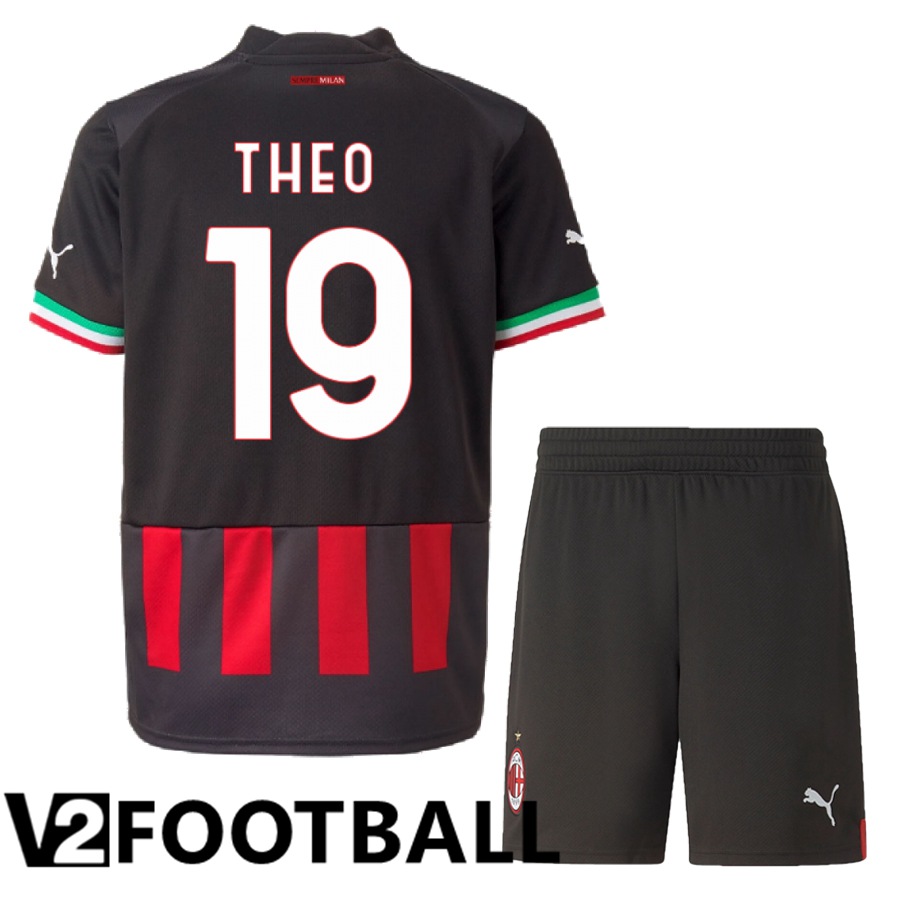 AC Milan (Theo 19) Kids Home Shirts 2022/2023