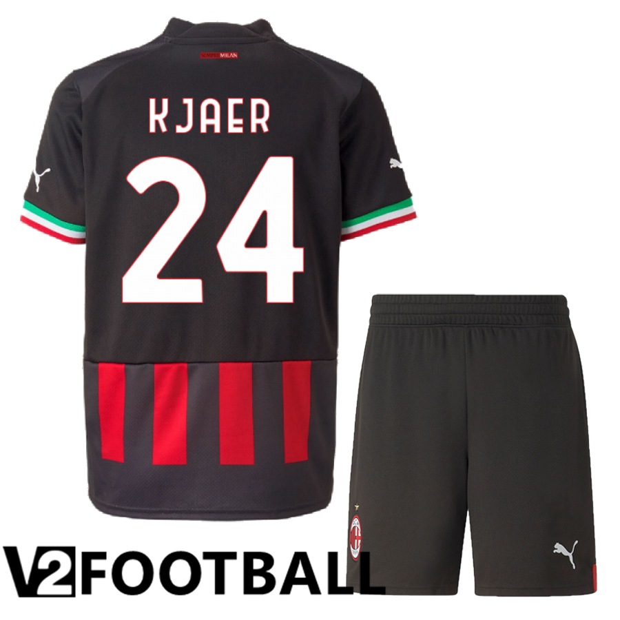 AC Milan (Kjaer 24) Kids Home Shirts 2022/2023