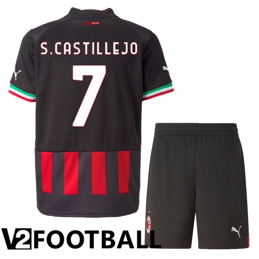 AC Milan (S.Castillejo 7) Kids Home Shirts 2022/2023