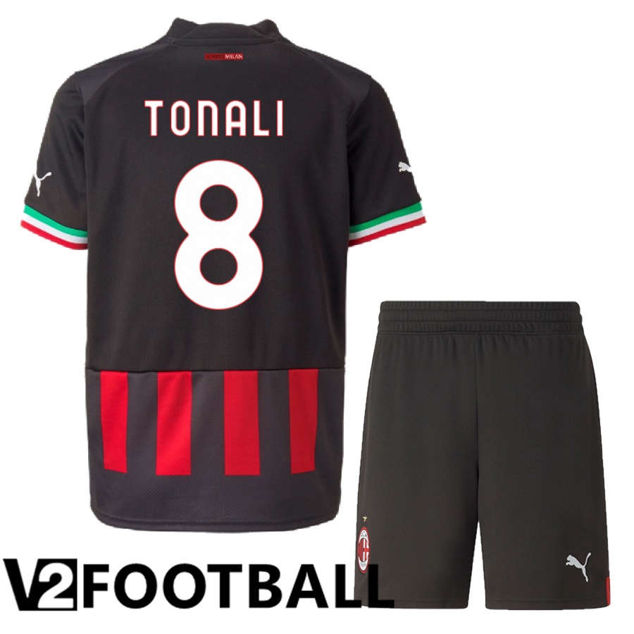 AC Milan (Tonali 8) Kids Home Shirts 2022/2023