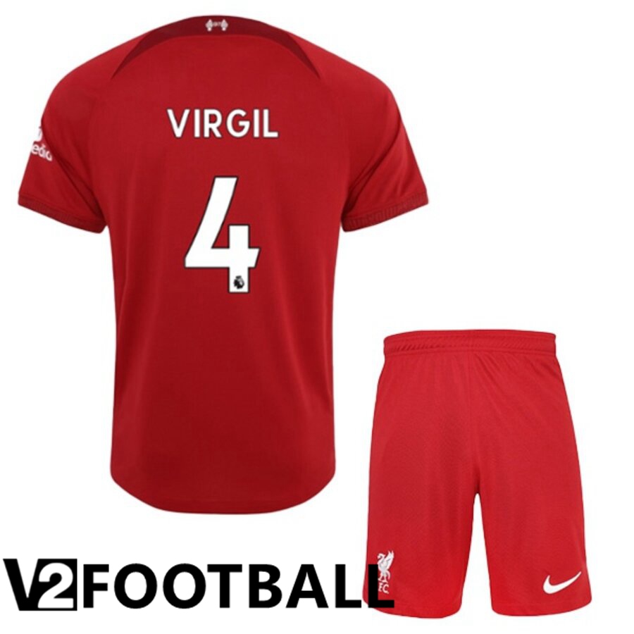 FC Liverpool（VIRGIL 4）Kids Home Shirts 2022/2023