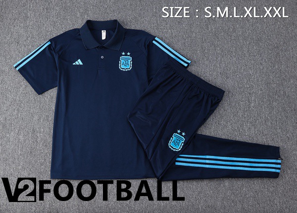 Argentina Soccer Polo + Pants Royal Bluee 2023/2024