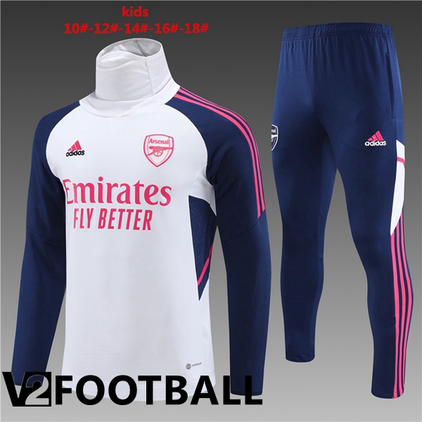 Arsenal High collar Kids Training Tracksuit Suit White 2023/2024