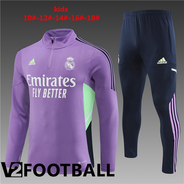 Real Madrid Kids Training Tracksuit Suit Purple 2023/2024