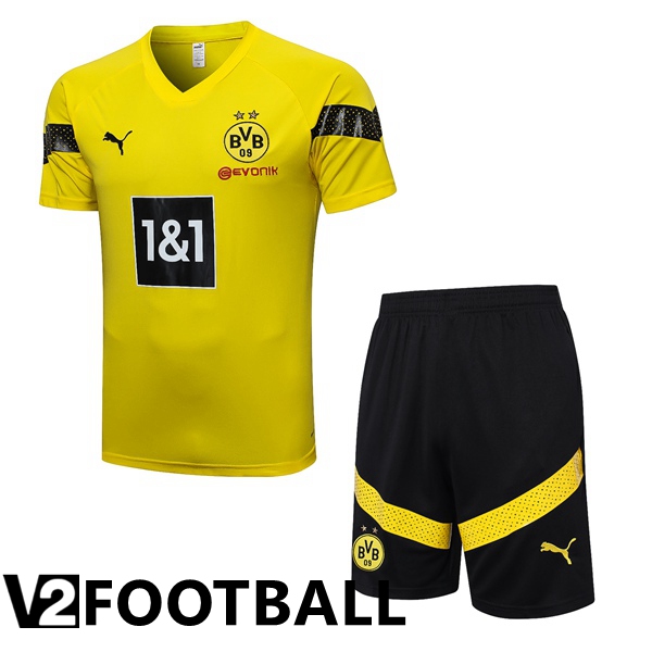 Dortmund BVB Training T Shirt + Shorts Yellow 2023/2024