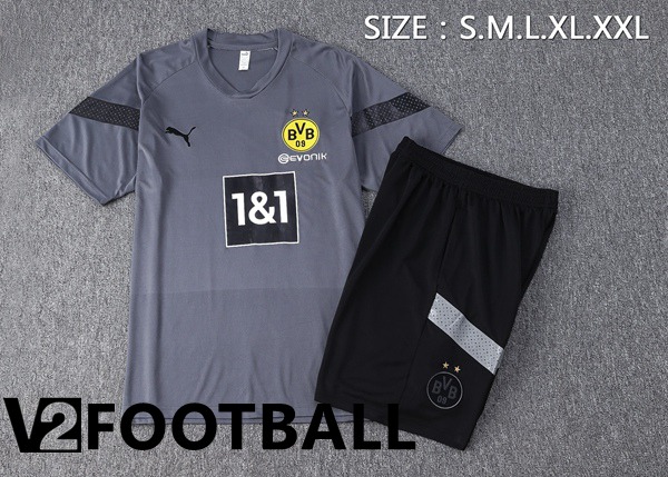 Dortmund BVB Training T Shirt + Shorts Grey 2023/2024