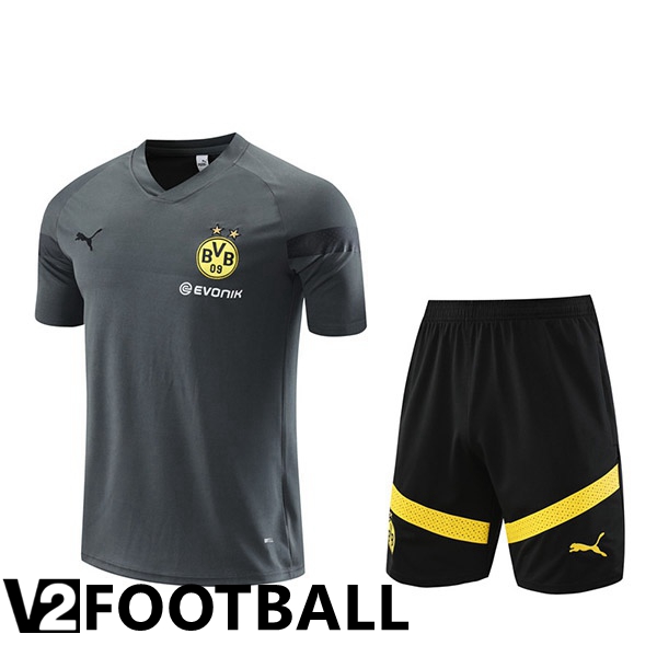 Dortmund BVB Training T Shirt + Shorts Grey 2023/2024