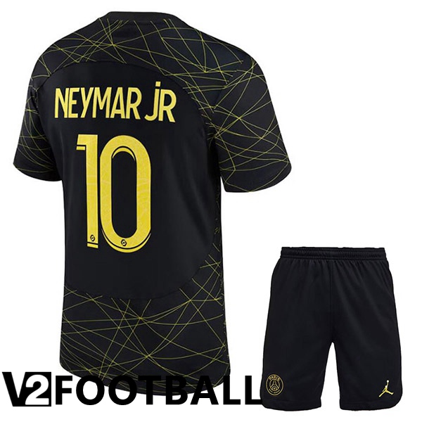 Paris PSG (NEYMAR JR 10) Kids Soccer Jersey Fourth Black 2022/2023