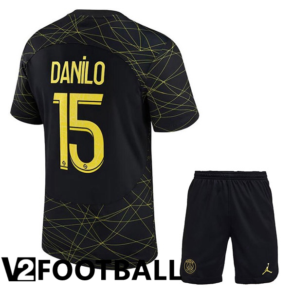 Paris PSG (DANILO 15) Kids Soccer Jersey Fourth Black 2022/2023