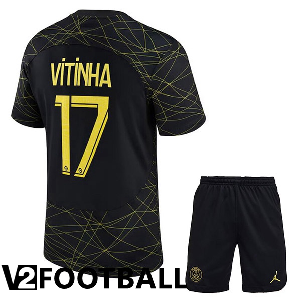 Paris PSG (VITINHA 17) Kids Soccer Jersey Fourth Black 2022/2023