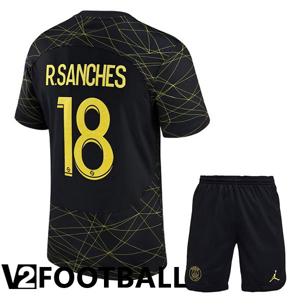 Paris PSG (R.SANCHES 18) Kids Soccer Jersey Fourth Black 2022/2023