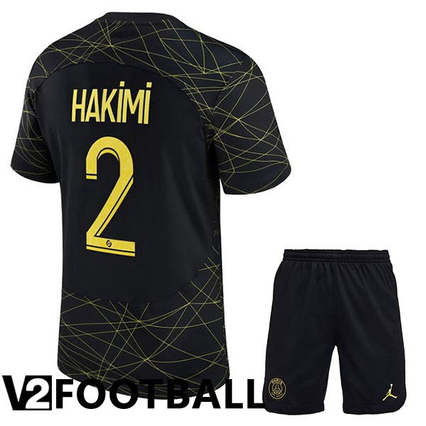 Paris PSG (HAKIMI 2) Kids Soccer Jersey Fourth Black 2022/2023
