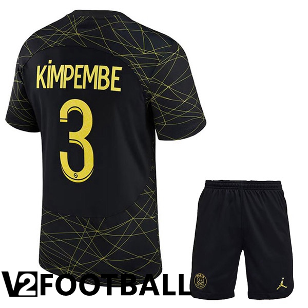 Paris PSG (KIMPEMBE 3) Kids Soccer Jersey Fourth Black 2022/2023