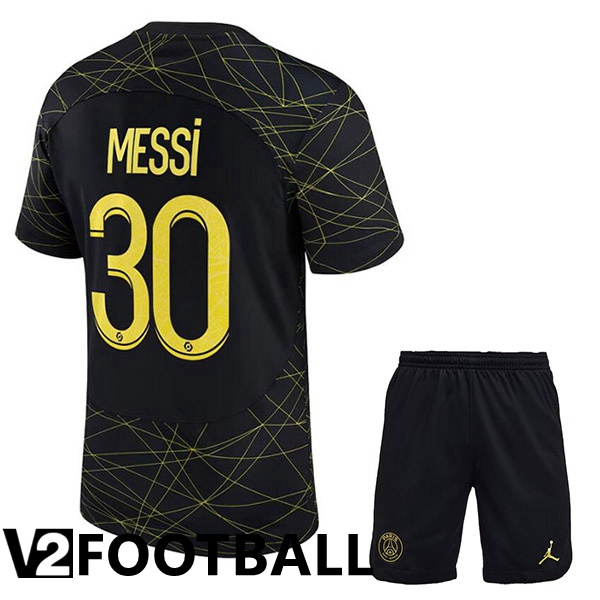 Paris PSG (MESSI 30) Kids Soccer Jersey Fourth Black 2022/2023