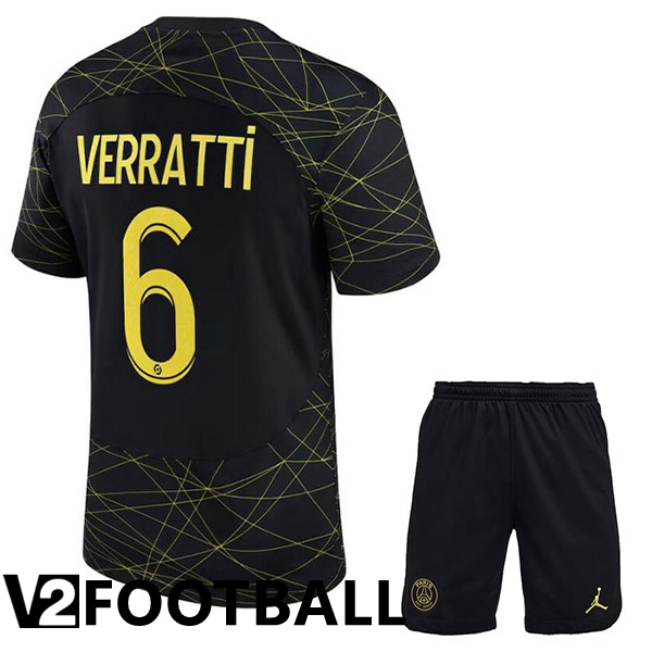 Paris PSG (VERRATTI 6) Kids Soccer Jersey Fourth Black 2022/2023